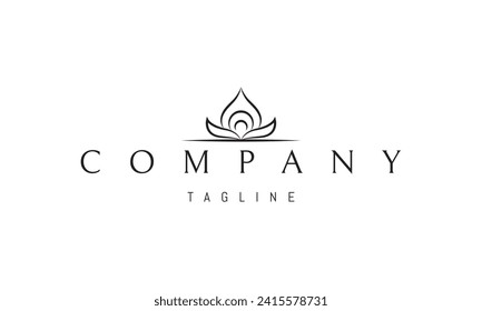 Vector logo with an abstract image of a drop between two leaves.