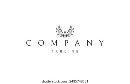 A vector logo with an abstract image of a drop with two branches with leaves in the form of wings.