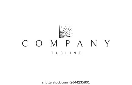 Vector logo with an abstract image of an explosion of light with particles.
