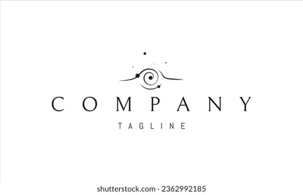 A vector logo with an abstract image of an eye in the form of a black hole in space.