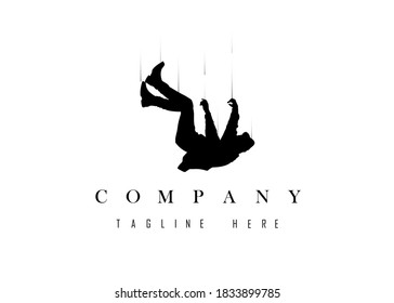 Vector logo of an abstract image of a falling man for corporate companies and businesses.
