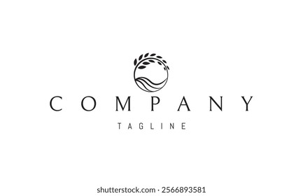 Vector logo with an abstract image of a farmers field with a wheat ear.