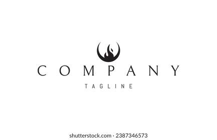 A vector logo with an abstract image of a flame in a bowl.