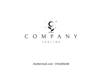 Vector logo with an abstract image of a flower with a moon instead of a bud.