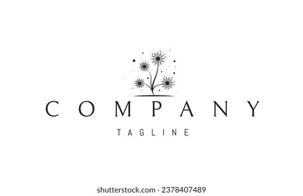 A vector logo with an abstract image of a flower in the form of fireworks.