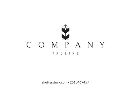 Vector logo with an abstract image of a flower created from boxes.