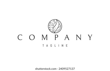 Vector logo with an abstract image of foliage in a ball.