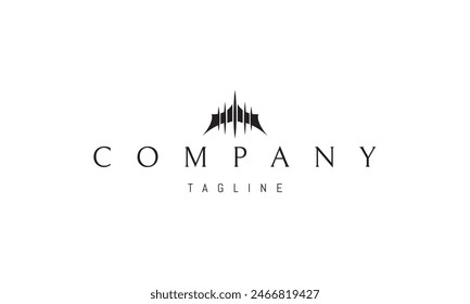 A vector logo with an abstract image of a futuristic drone.