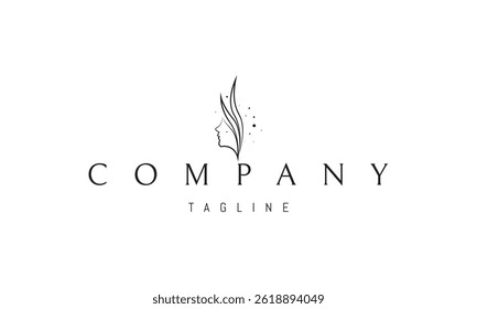 Vector logo with an abstract image of a girls face with leaves in her hair.