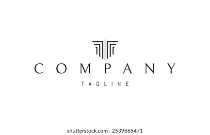 Logotipo de Vector con una Imagen abstracta de columnas griegas en forma de escudo.