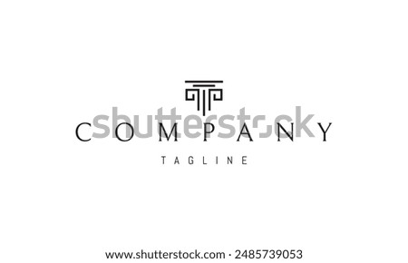 A vector logo with an abstract image of a Greek column as a symbol of jurisprudence.