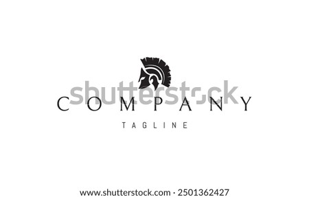 Vector logo with an abstract image of a Greek warriors helmet.