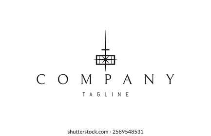 Vector logo with an abstract image of a hammer with a star.