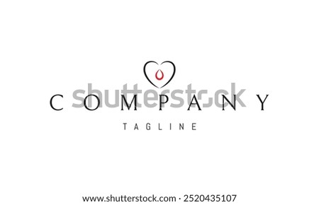Vector logo with an abstract image of a heart with a drop of blood inside.