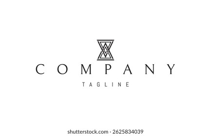 Vector logo with an abstract image of an hourglass in a linear style.