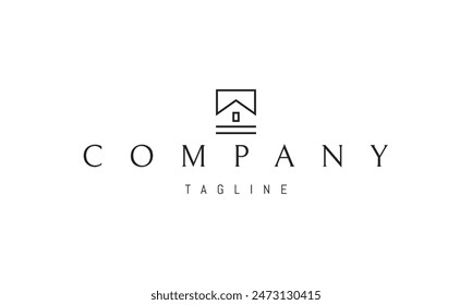 Logo de Vector con una Imagen abstracta de una casa en un estilo lineal.