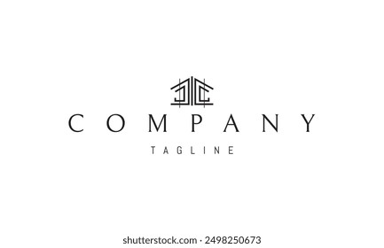 Vector logo with an abstract image of a house in the Greek style.