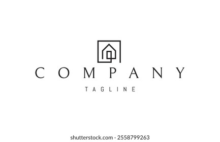 Vector logo with an abstract image of a house made of internet cable.