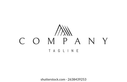 Vector logo with an abstract image of a house made up of lines.