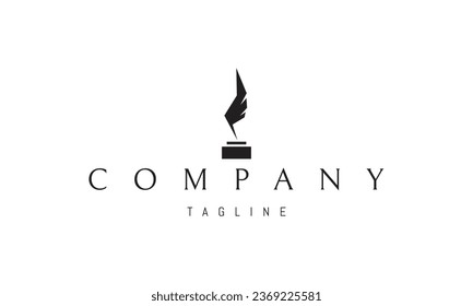 Vector logo with an abstract image of an ink pen in an inkwell.