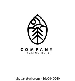 Vector logo with abstract image of leaf and tree