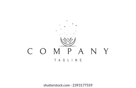 A vector logo with an abstract image of leaves in a bowl in the form of fire.