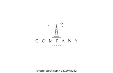 Vector logo with abstract image of a lighthouse in a linear style.