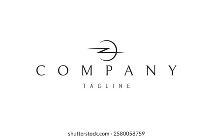 Vector logo with an abstract image of lightning on a semicircle background.