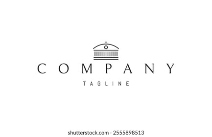 Vector logo with an abstract image of a majestic building with columns.