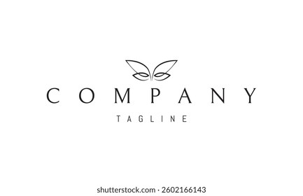 Vector logo with an abstract image of a mask in the form of a butterfly.