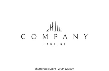 Vector logo with an abstract image of a modern architectural structure in a linear style.