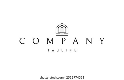 Vector logo with an abstract image of a modern smart home.