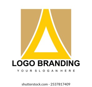 Logotipo vetorial com uma imagem abstrata de uma mansão moderna em um estilo linear