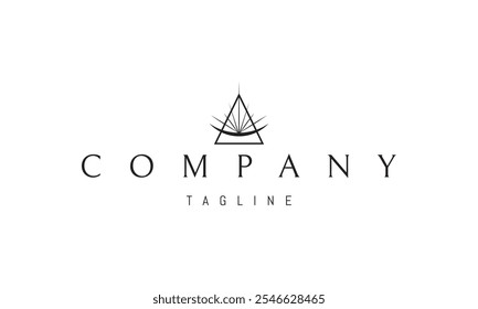 Logotipo vetorial com uma imagem abstrata da lua com raios em um triângulo.