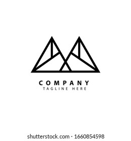 Vector logo with abstract image of mountain and triangle