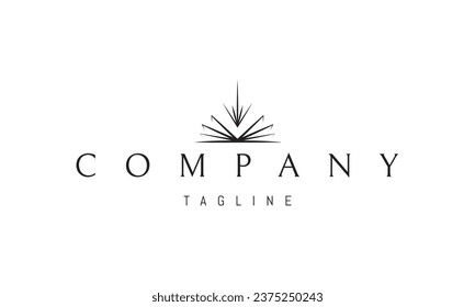 A vector logo with an abstract image of an open book with a ray of light emanating from it.