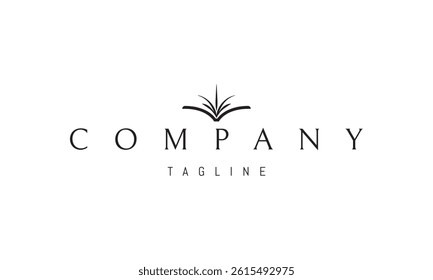 Vector logo with an abstract image of an open book with pages in the form of leaves.