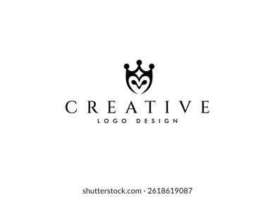 Vector logo with abstract image of an owl king wearing a crown