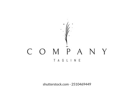 Vector logo with an abstract image of a palm branch that looks like a feather.