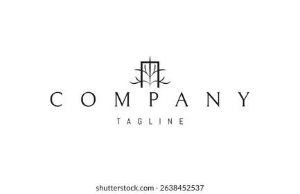 Vector logo with an abstract image of a passage with a tree in the middle.