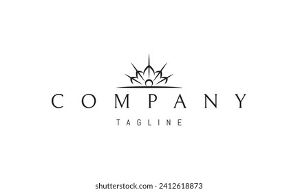 A vector logo with an abstract image of a pearl in a shell in the form of a solar dawn.