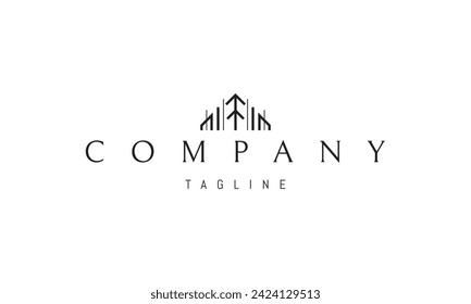 A vector logo with an abstract image of a pine tree in the form of a house.