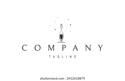 A vector logo with an abstract image of a potion of eternal life in a bottle in the form of an infinity symbol.