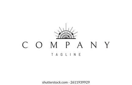 Vector logo with an abstract image of a radar in the form of a rising sun.