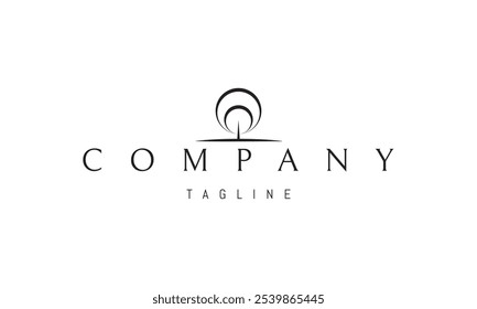 Logotipo vetorial com uma imagem abstrata de uma torre de rádio emitindo ondas de rádio.