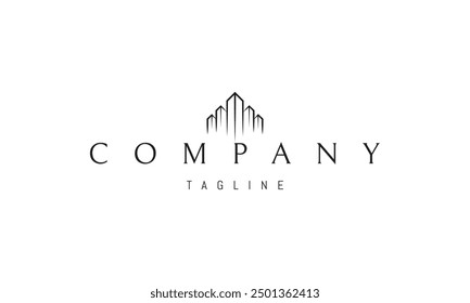 Vector logo with an abstract image of several skyscrapers.
