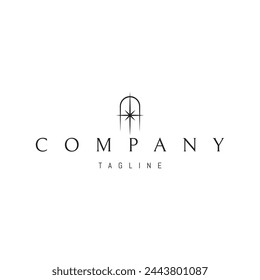 A vector logo with an abstract image of a shining star against the backdrop of an arched passage.