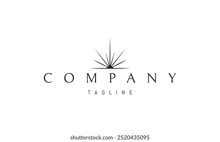 Vector logo with an abstract image of a shining mountain.