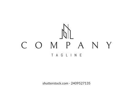 Vector logo with an abstract image of skyscrapers in a linear style.