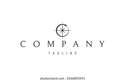 Vector logo with an abstract image of a snake in the shape of a ring with a star in the middle.